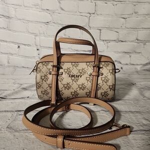 DKNY Tan Monogram Crossbody Bag